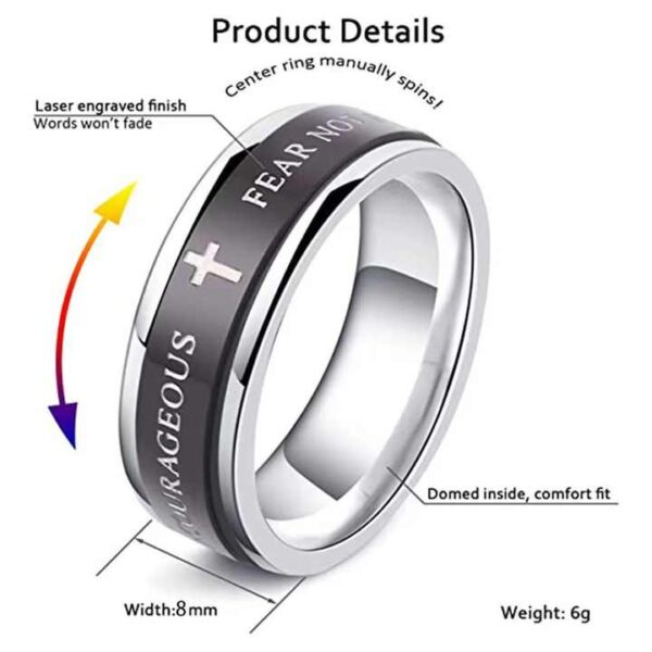 Fear Not, Be Strong and Courageous - Unisex Rings - Image 3