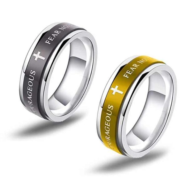 Fear Not, Be Strong and Courageous - Unisex Rings - Image 4