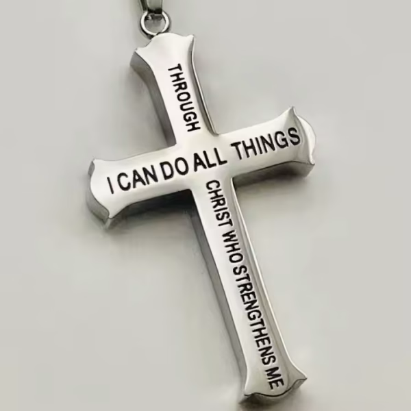 Philippians 4:13 Thick Cross Necklace - Image 7
