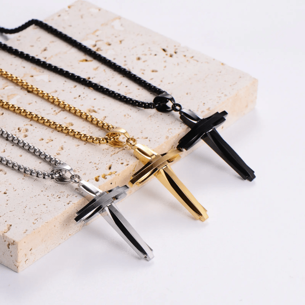 Geometric Cross Necklace - Image 2