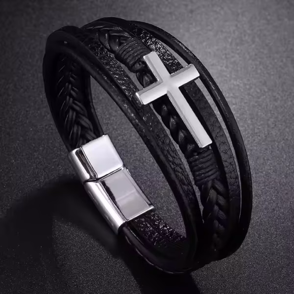 Leather Bracelet with Cross - Image 13