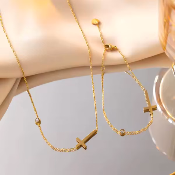 Cross Bracelet and Necklace Set - Image 11