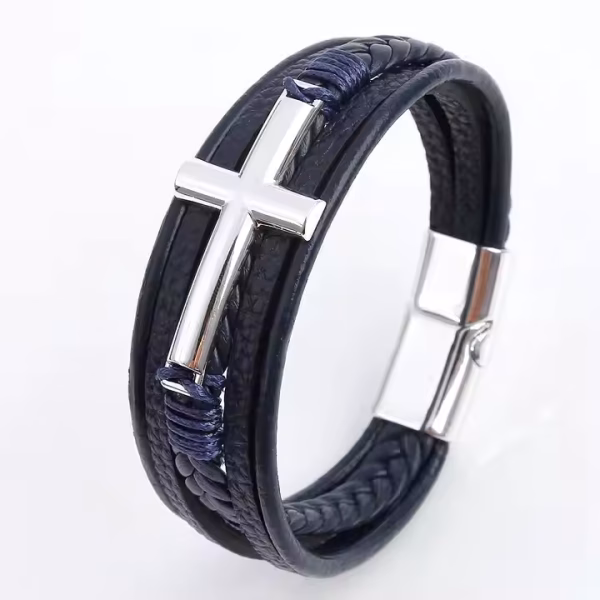 Leather Bracelet with Cross - Image 12