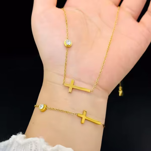 Cross Bracelet and Necklace Set - Image 9