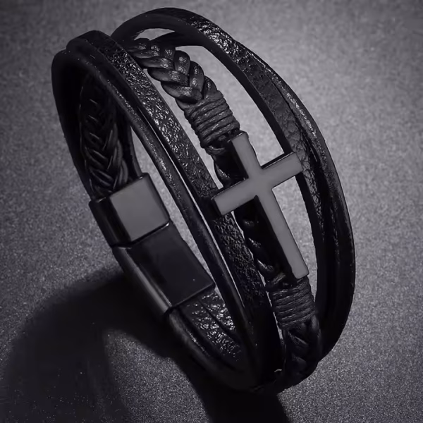Leather Bracelet with Cross - Image 9