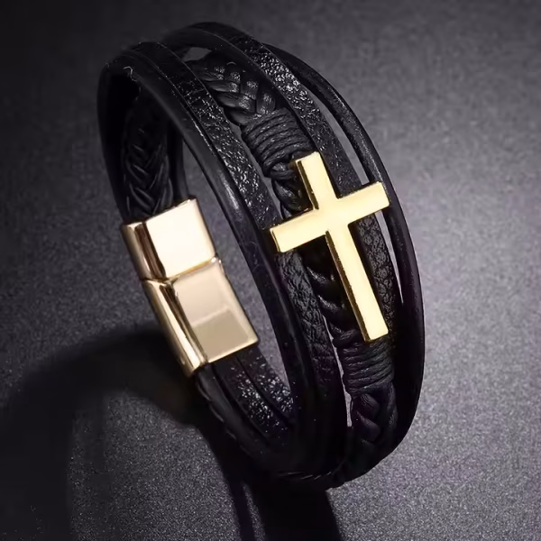 Leather Bracelet with Cross - Image 10