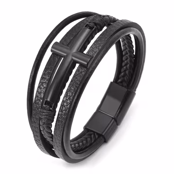 Leather Bracelet with Cross - Image 11