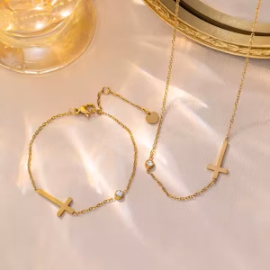 Cross Bracelet and Necklace Set